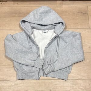 Aritzia TNA boyfriend fit Light Gray Zip-Up Hooded Sweatshirt